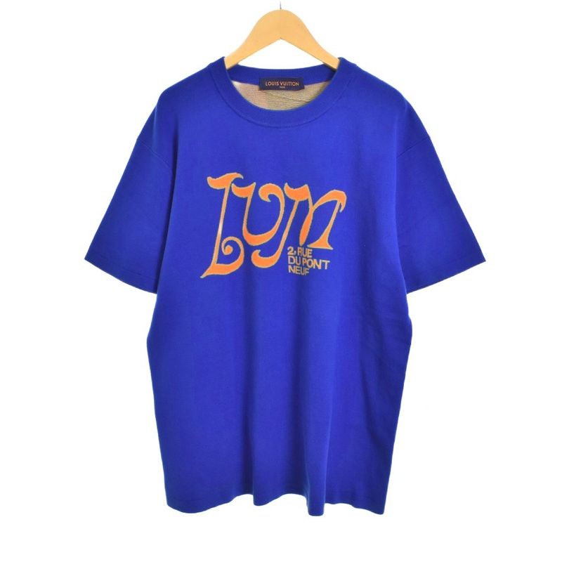 Louis Vuitton 21SS LVM Intarsia Knit Sweater Short Sleeves M Blue Rm211m ZLW