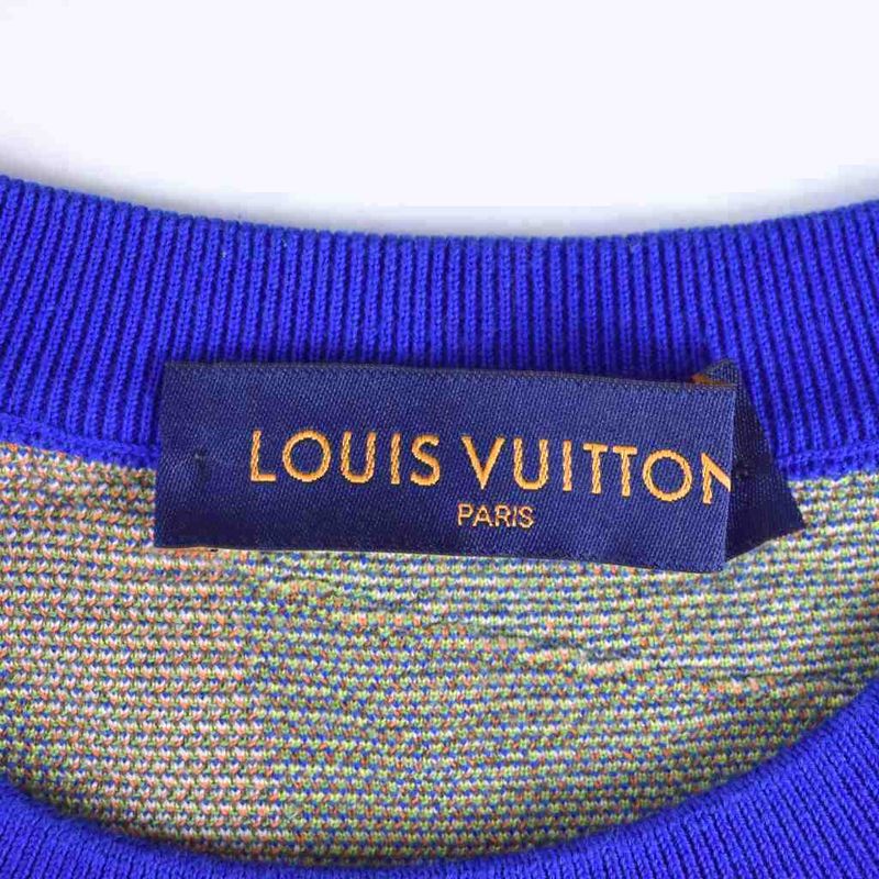 Louis Vuitton 21SS LVM Intarsia Knit Sweater Short Sleeves M Blue Rm211m ZLW