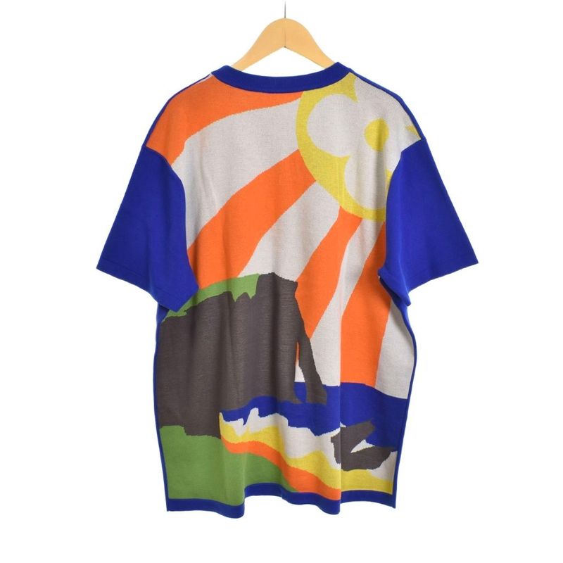 Louis Vuitton 21SS LVM Intarsia Knit Sweater Short Sleeves M Blue Rm211m ZLW