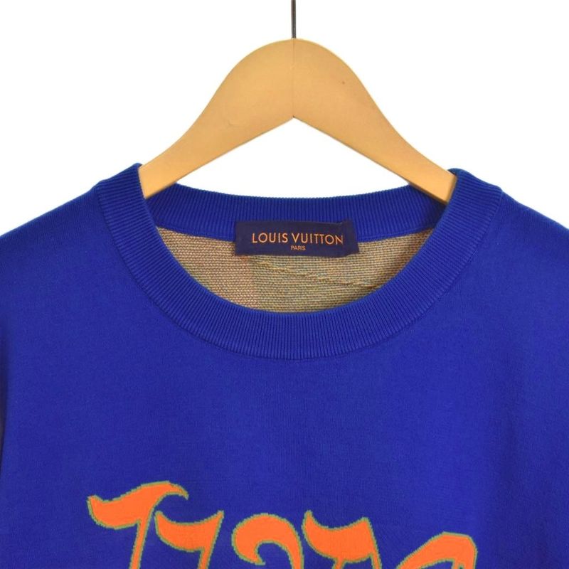 Louis Vuitton 21SS LVM Intarsia Knit Sweater Short Sleeves M Blue Rm211m ZLW