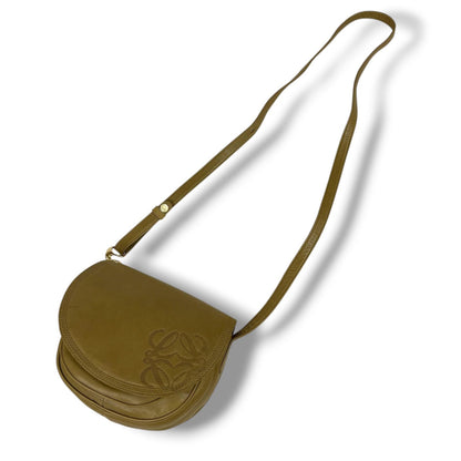 Loewe Anagram Logo Mini Shoulder Bag Pochette Nappa Leather Khaki Beige Gold