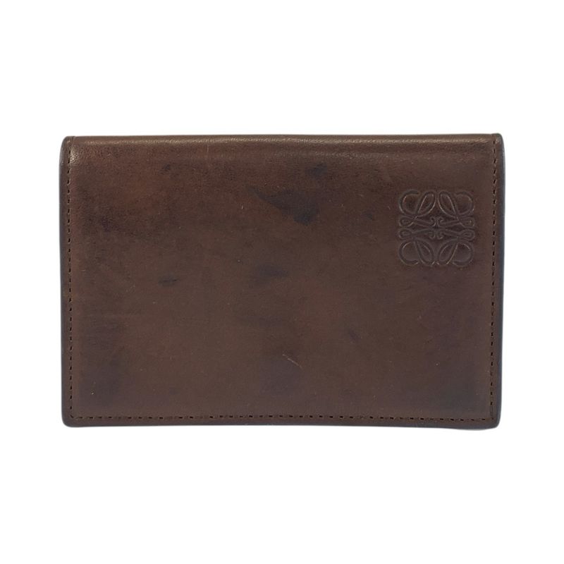 Loewe Anagram Brown Leather Card Case Business Card Holder Men's 505678
