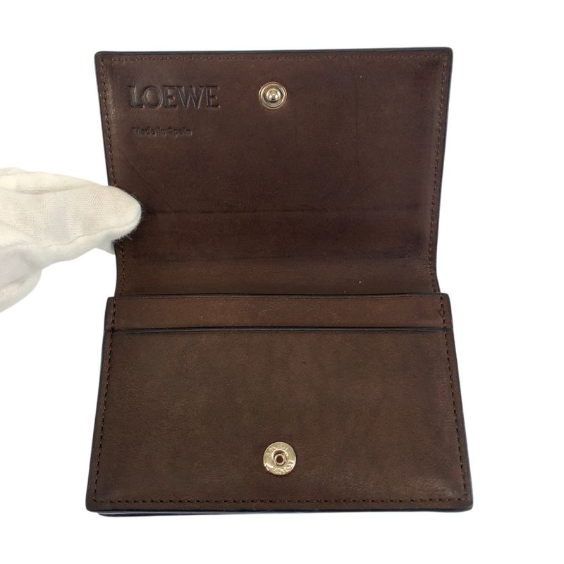 Loewe Anagram Brown Leather Card Case Business Card Holder Men's 505678