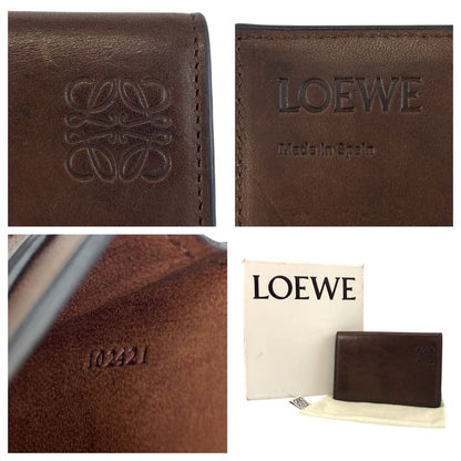 Loewe Anagram Brown Leather Card Case Business Card Holder Men's 505678