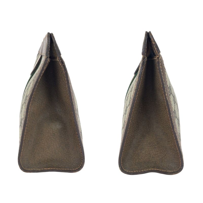 Gucci Vintage Old Gucci Sherry Line Brown Gray GG Supreme Canvas/leather Clutch