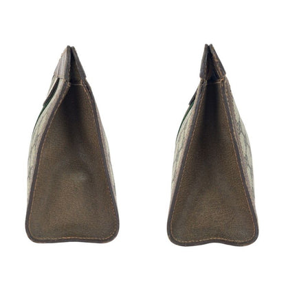 Gucci Vintage Old Gucci Sherry Line Brown Gray GG Supreme Canvas/leather Clutch