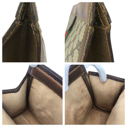 Gucci Vintage Old Gucci Sherry Line Brown Gray GG Supreme Canvas/leather Clutch