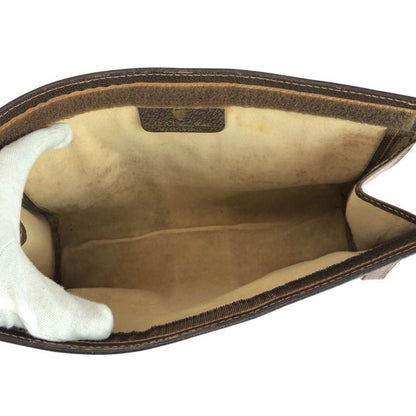 Gucci Vintage Old Gucci Sherry Line Brown Gray GG Supreme Canvas/leather Clutch