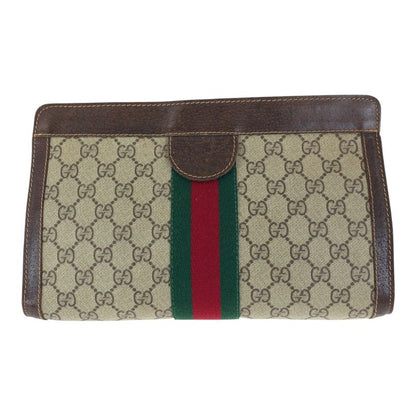 Gucci Vintage Sherry Line Old Gucci Beige Brown GG Supreme Canvas/leather