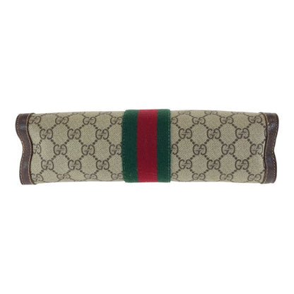 Gucci Vintage Sherry Line Old Gucci Beige Brown GG Supreme Canvas/leather