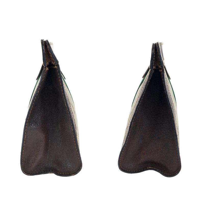 Gucci Vintage Sherry Line Old Gucci Beige Brown GG Supreme Canvas/leather