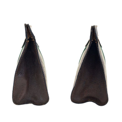 Gucci Vintage Sherry Line Old Gucci Beige Brown GG Supreme Canvas/leather