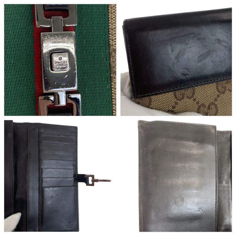 Gucci Jackie Sherry Line Beige Dark Brown Silver Hardware GG Canvas/leather 035