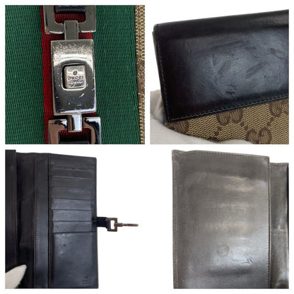 Gucci Jackie Sherry Line Beige Dark Brown Silver Hardware GG Canvas/leather 035