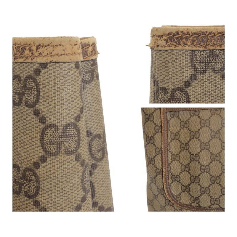 Gucci Vintage Sherry Line Old Gucci Brown Gold Hardware GG Supreme Canvas/leathe