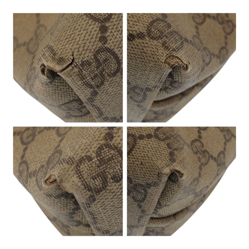 Gucci Vintage Sherry Line Old Gucci Brown Gold Hardware GG Supreme Canvas/leathe