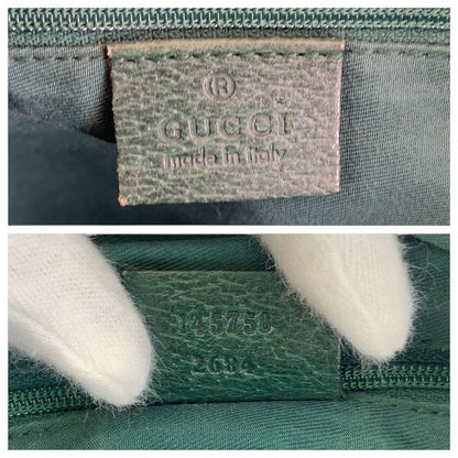 Gucci Sherry Line Beige Green Silver Hardware GG Canvas/leather 145758 Tote Bag