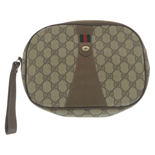 Gucci Sherry Line Beige Brown GG Supreme Canvas 89 01 034 Clutch Bag Second Bag