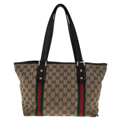 Gucci Sherry Line Beige Brown Gold Hardware GG Canvas/leather Tote Bag Shoulder