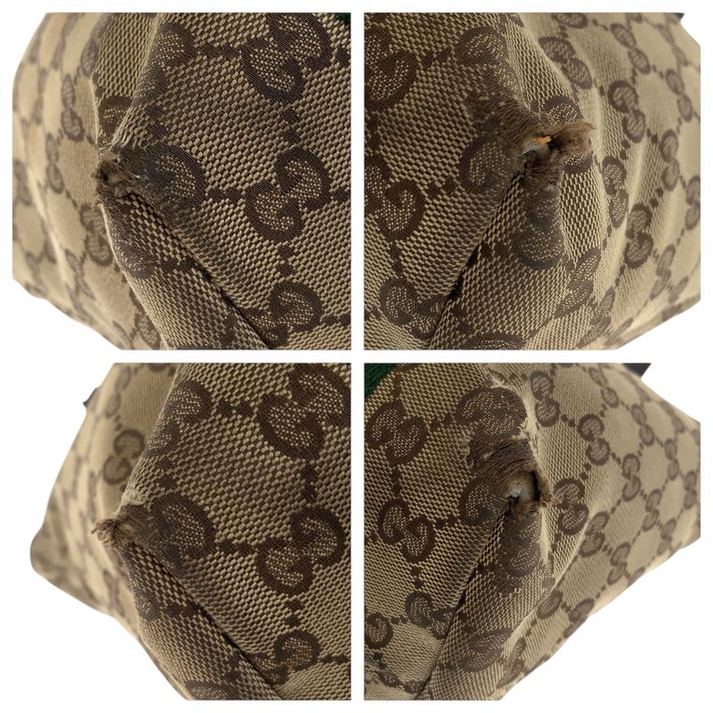 Gucci Sherry Line Beige Brown Gold Hardware GG Canvas/leather Tote Bag Shoulder