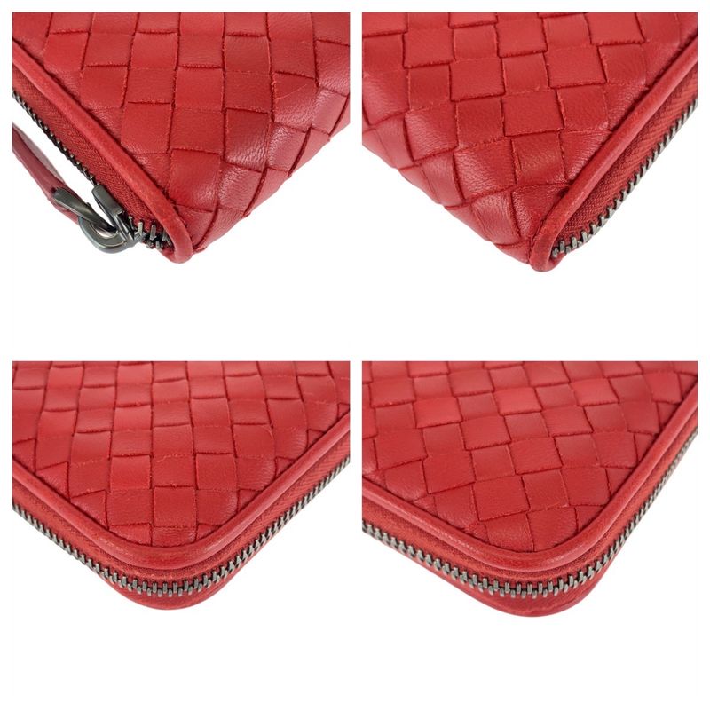 Bottega Veneta Bottega Veneta Intrecciato Red Leather Bo6858141w Long Wallet