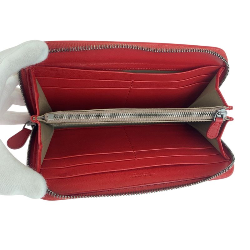 Bottega Veneta Bottega Veneta Intrecciato Red Leather Bo6858141w Long Wallet