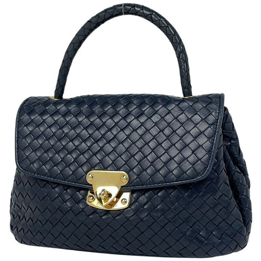 Bottega Venetaveneta Intrecciato Handbag Nappa Handbag Leather Navy Women