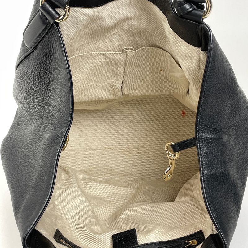 Gucci Soho Tote Bag Fringe Interlocking G Tote Leather Black 282309 Women