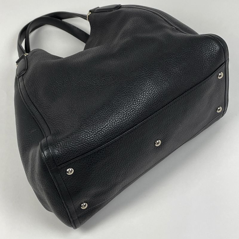 Gucci Soho Tote Bag Fringe Interlocking G Tote Leather Black 282309 Women