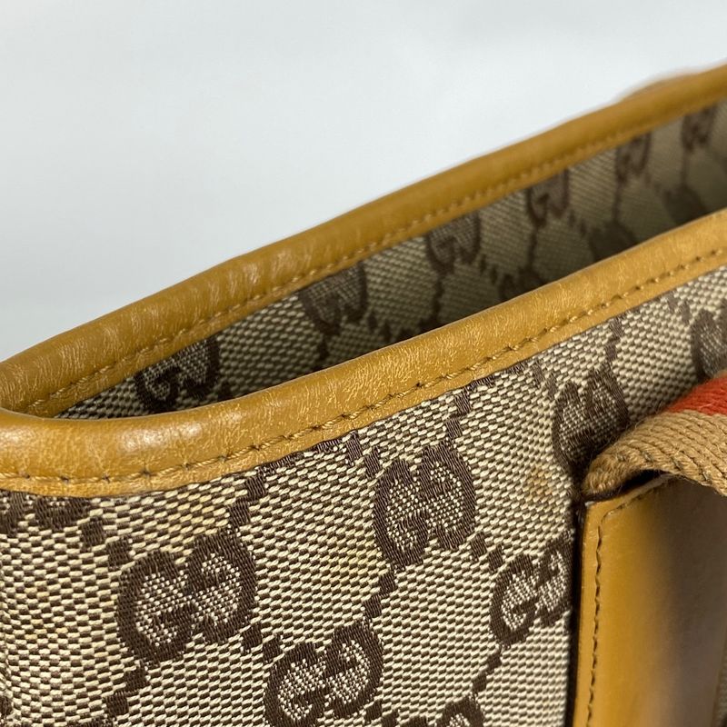 Gucci GG Pattern Tote Bag Sherry Line Web Tote Bag GG Canvas Beige Brown Women