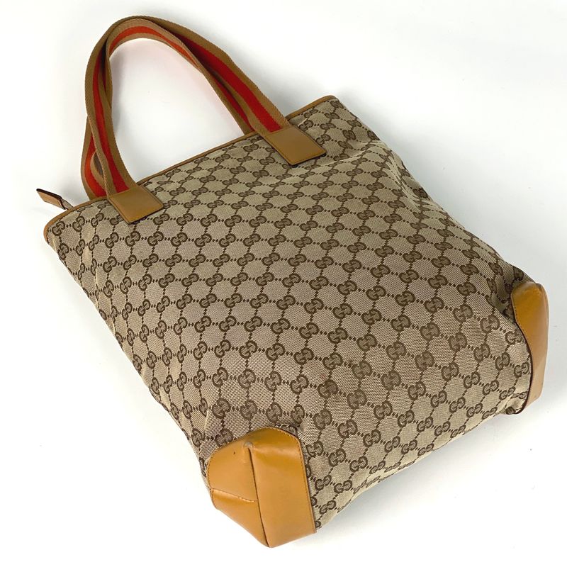 Gucci GG Pattern Tote Bag Sherry Line Web Tote Bag GG Canvas Beige Brown Women