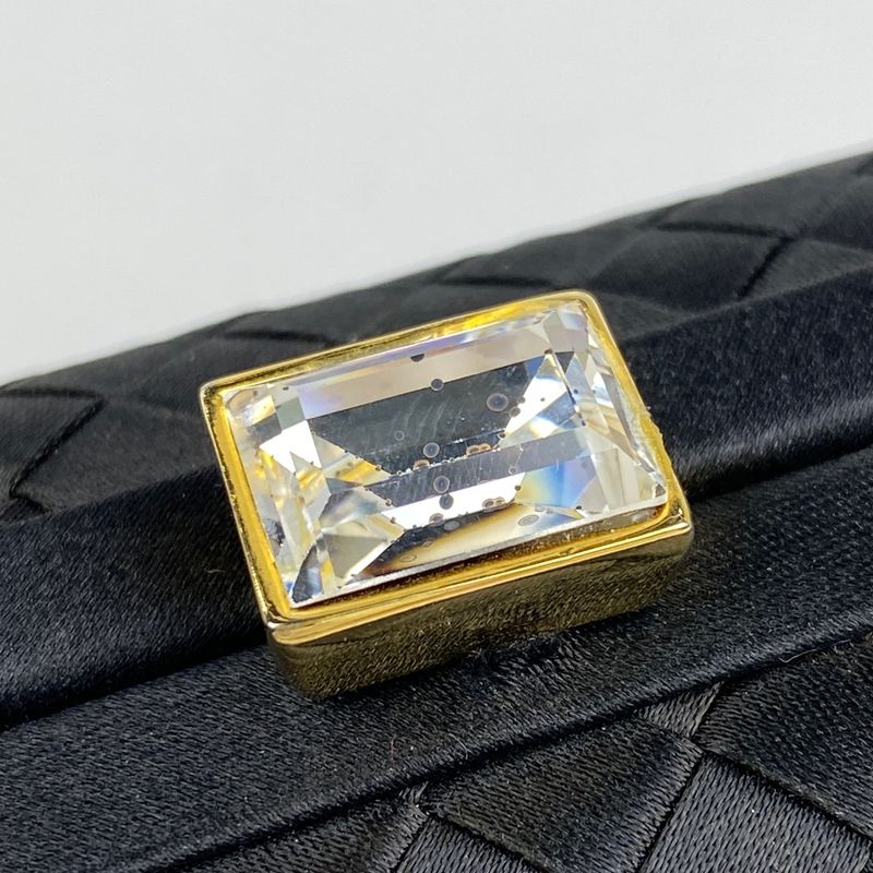 Bottega Veneta Intrecciato Pouch Party Bag Accessory Pouch Satin Black Women