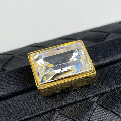 Bottega Veneta Intrecciato Pouch Party Bag Accessory Pouch Satin Black Women