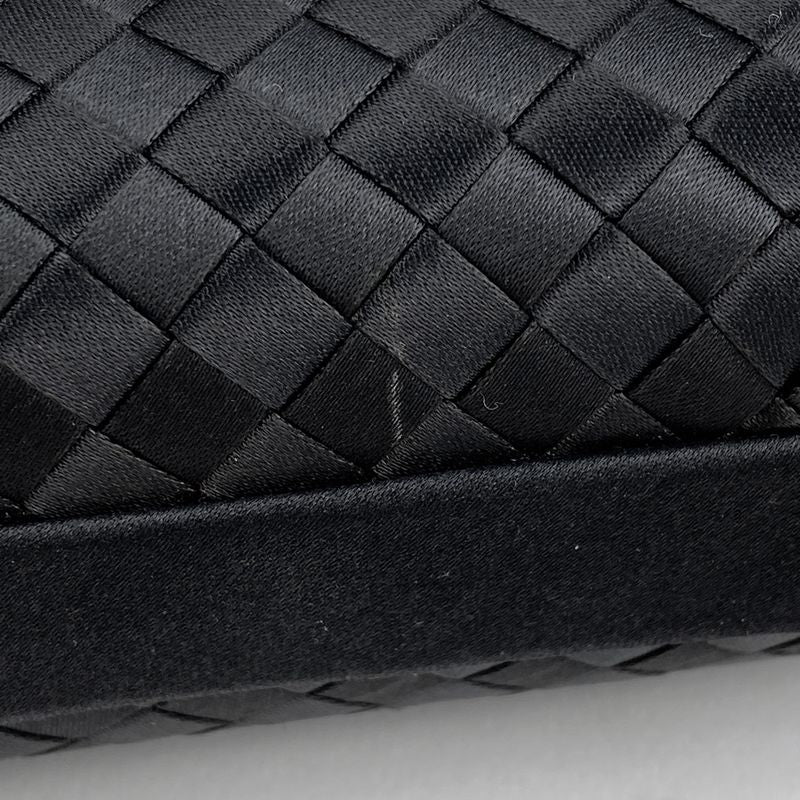 Bottega Veneta Intrecciato Pouch Party Bag Accessory Pouch Satin Black Women