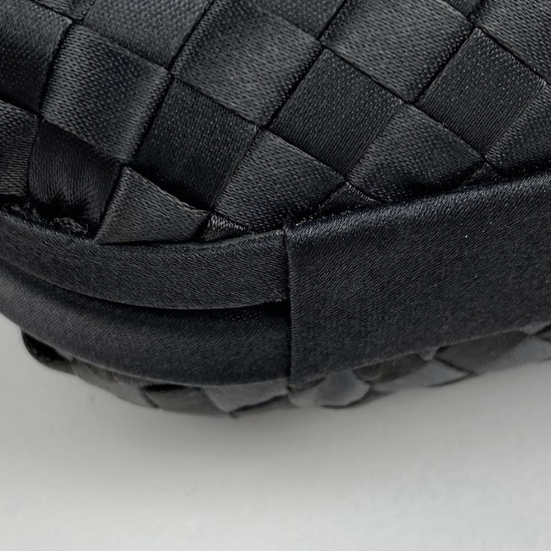 Bottega Veneta Intrecciato Pouch Party Bag Accessory Pouch Satin Black Women