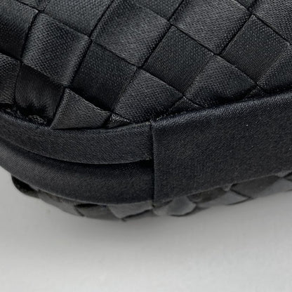 Bottega Veneta Intrecciato Pouch Party Bag Accessory Pouch Satin Black Women