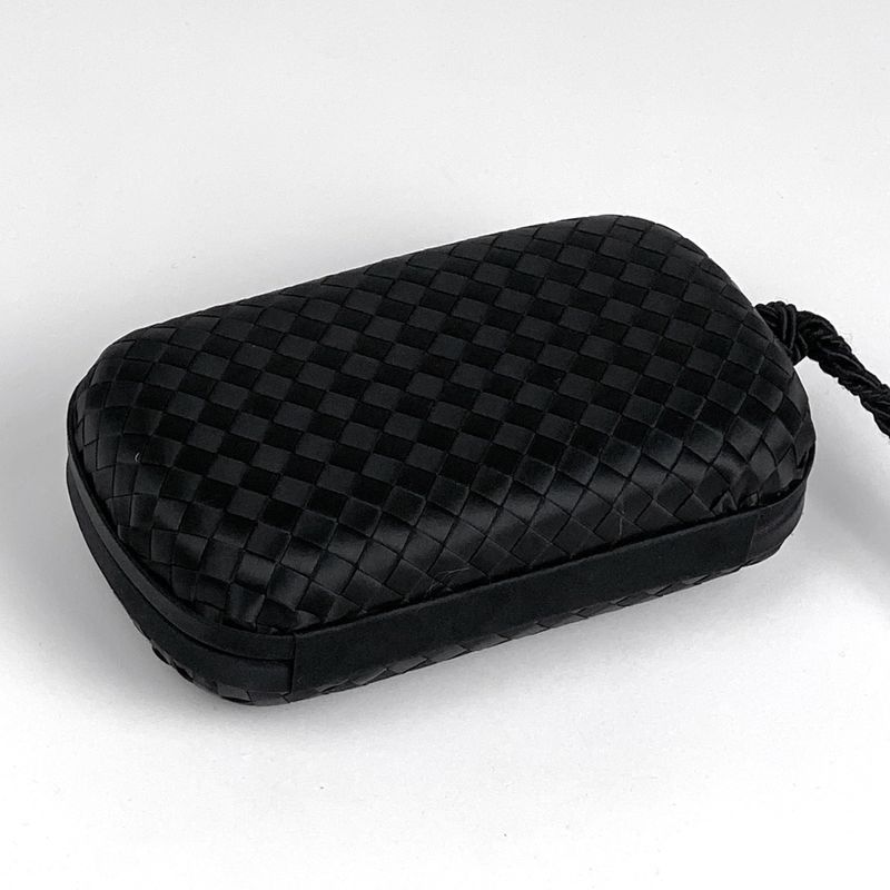 Bottega Veneta Intrecciato Pouch Party Bag Accessory Pouch Satin Black Women