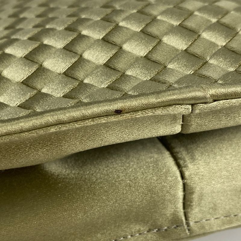 Bottega Veneta Intrecciato Handbag Gusset Beaded Mini Handbag Satin Gold Women