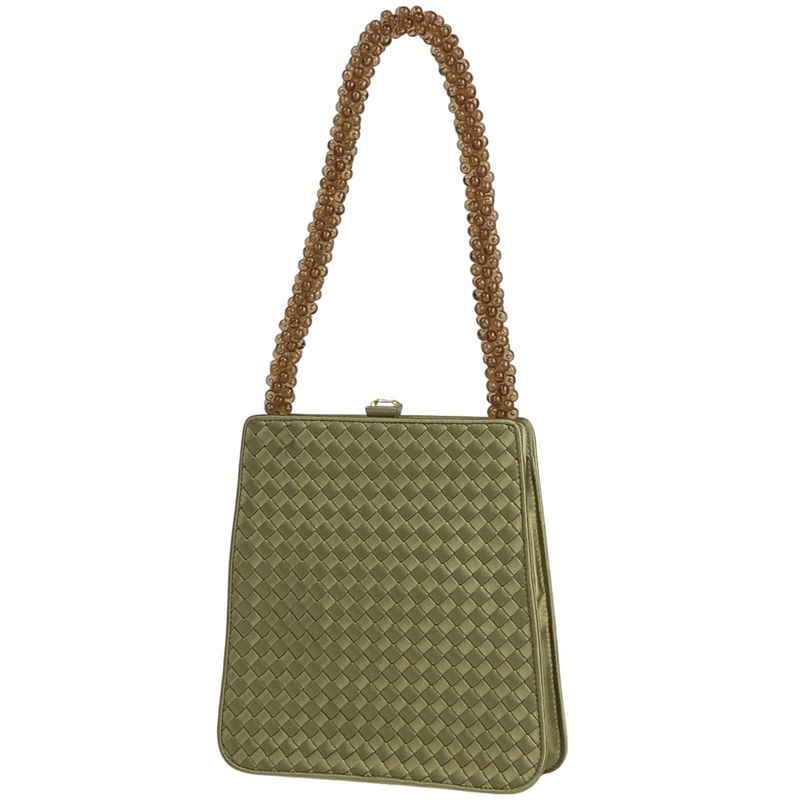 Bottega Veneta Intrecciato Handbag Gusset Beaded Mini Handbag Satin Gold Women