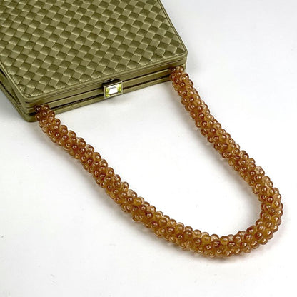 Bottega Veneta Intrecciato Handbag Gusset Beaded Mini Handbag Satin Gold Women