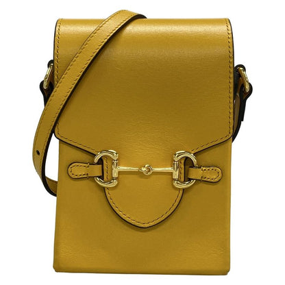 Gucci Shoulder Bag Horsebit 1955 625615 Yellow Leather