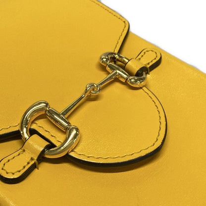 Gucci Shoulder Bag Horsebit 1955 625615 Yellow Leather