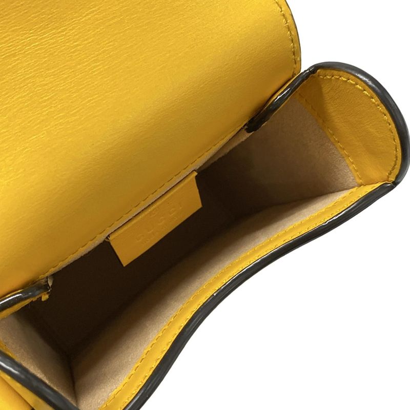 Gucci Shoulder Bag Horsebit 1955 625615 Yellow Leather