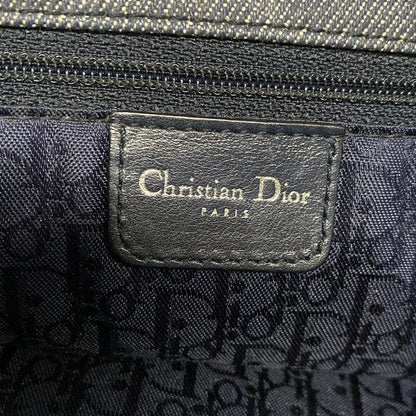 Dior/christian Dior Tote Bag Canage Stitch Navy And Silver Leather