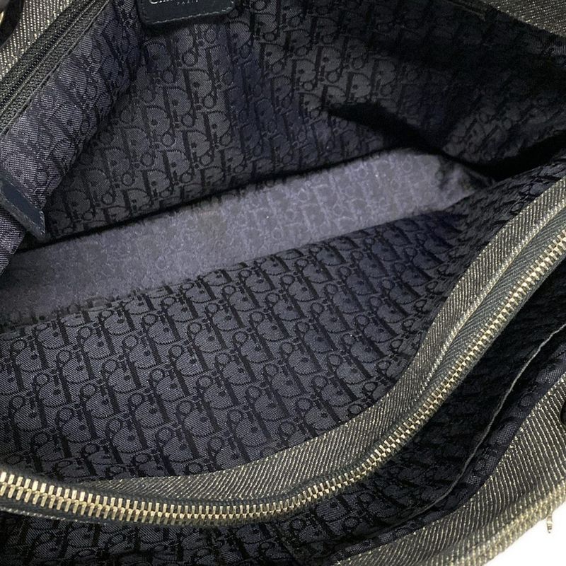 Dior/christian Dior Tote Bag Canage Stitch Navy And Silver Leather