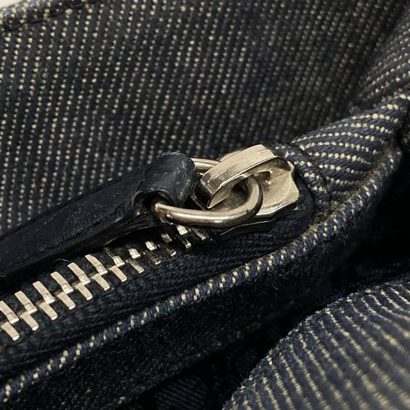 Dior/christian Dior Tote Bag Canage Stitch Navy And Silver Leather