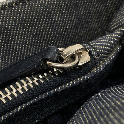 Dior/christian Dior Tote Bag Canage Stitch Navy And Silver Leather