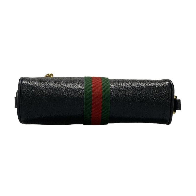 Gucci Shoulder Bag Sherry (web) 719885 Black Green And Red Leather