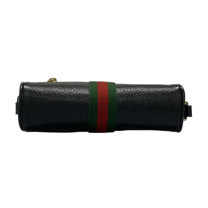Gucci Shoulder Bag Sherry (web) 719885 Black Green And Red Leather