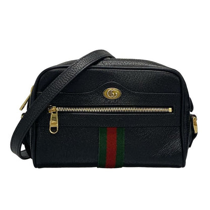 Gucci Shoulder Bag Sherry (web) 719885 Black Green And Red Leather